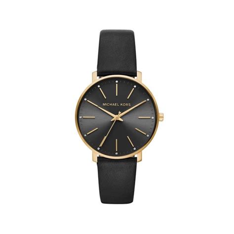 black one-piece band watch leather strap michael kors|A Sleek Accessory: Women’s Black Watches .